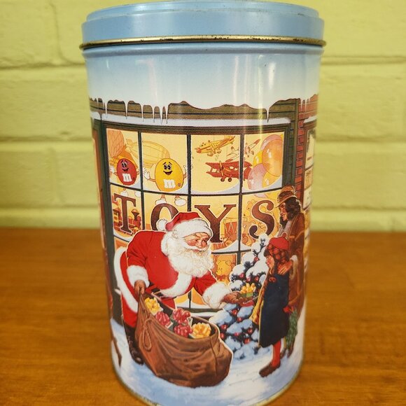 M & M Season's Greetings Christmas Tin 1991 Collectible Santa Village Vintage T3 - Picture 1 of 8